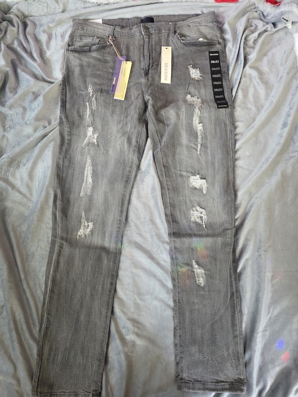 REASON Distressed Gray Skinny Jeans